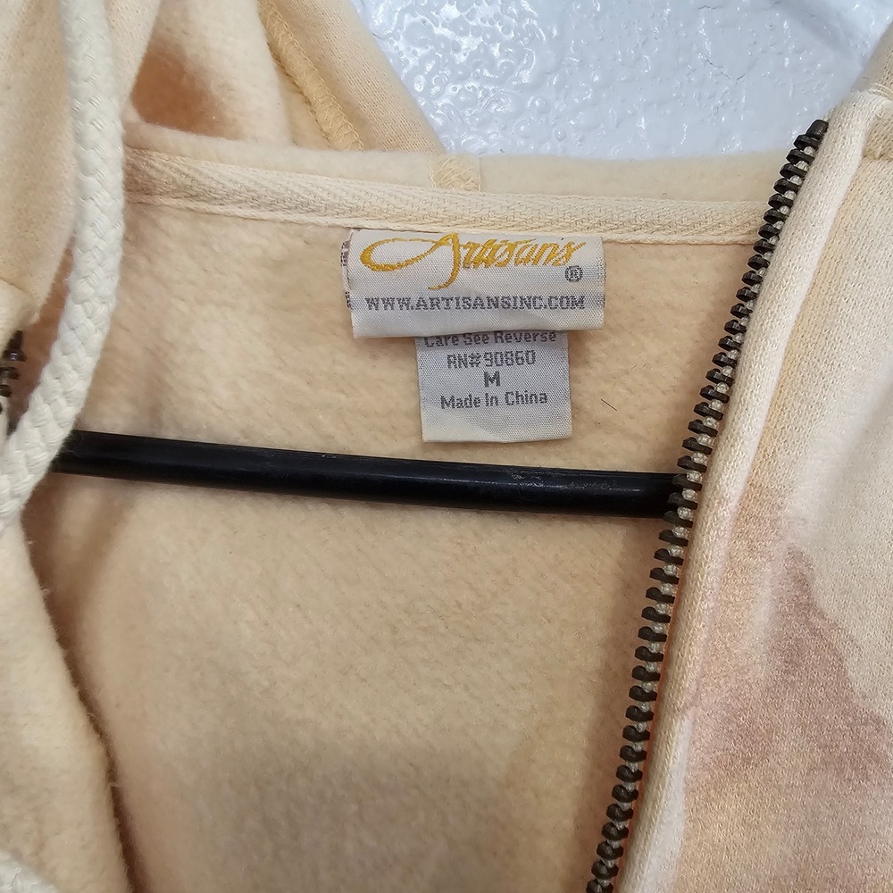 Artisans Wild Horse Graphic Full Zip Hoodie Tan Beige Mens Medium Equestrian - Picture 4 of 7